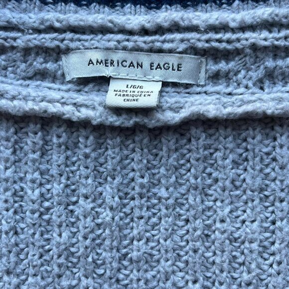 Gray American Eagle Sweater Vintage Knitwear, Men's XL Fall V-Neck Sweater - Picture 4 of 7